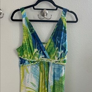 JohnPaulRichard Blue and Green Patterned Dress